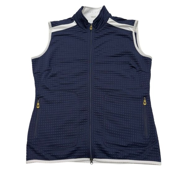 Nike Golf Vest Navy Blue Full Zip Womens Size L 12-14 Large Zipper Pockets - Picture 1 of 12